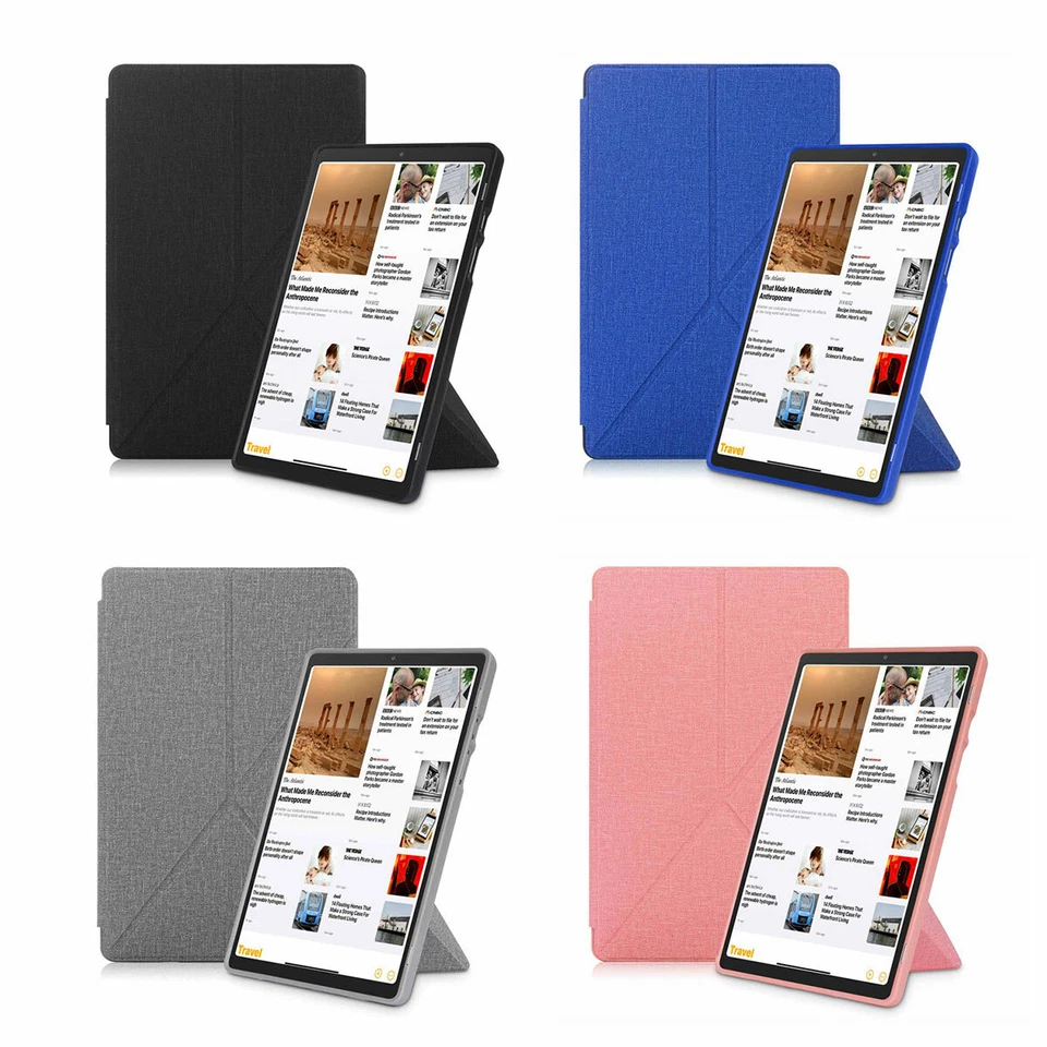For Samsung Galaxy Tab A7 Canvas Leather Transformer Stand Smart Case Cover  - Image 2 of 4