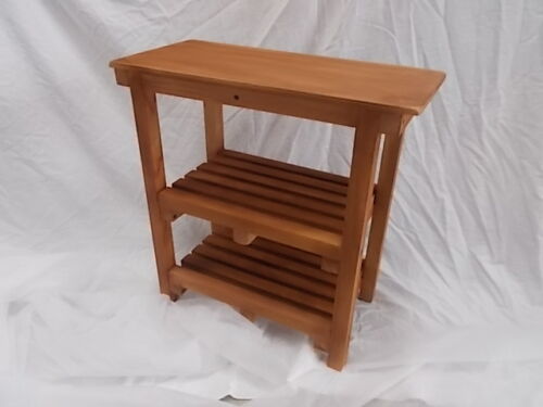 Stool bench with shelves and wooden base 70 cm long-