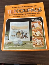 Vintage 70s Craft Master Tilecoupage Tile Trivet Kit The Artist Decoupage NIB