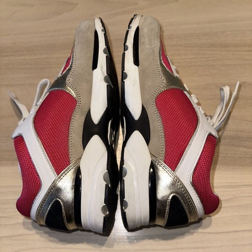 Chanel Pink White Tan Suede Lace-Up CC Trainer Sneakers Women's 36.5 - Picture 9 of 12