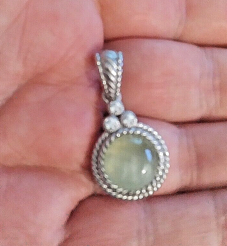 JUDITH RIPKA Sterling Silver Green Prehnite CZ Pendant Enhancer - Picture 3 of 5