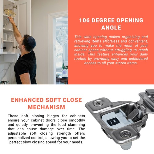 Salice 106 Degree 5/8" Overlay, Soft Close Knock-In Face Frame Cabinet Hinge - Picture 3 of 9