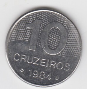 Brazil 1984. 10 Cruzeiros. A map of Brazil's main roads. KM# 592.1