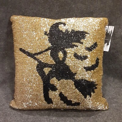 New NOIR NIGHT Beaded Throw Pillow Halloween Home Decor - Image 1 of 4