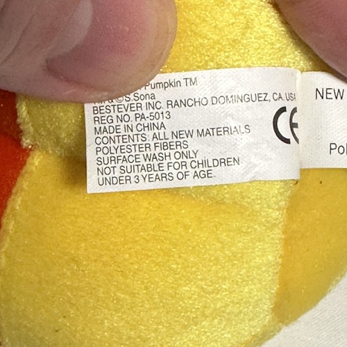Bestever Halloween Candy Corn Pumpkin Plush New Fibers Fill 5.5 In H 5 In W NWT - Picture 8 of 8