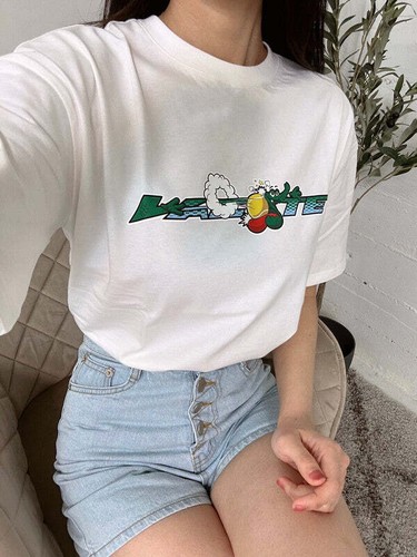 Lacoste Kinder Marken-T-Shirt in Bio-Baumwolle Jersey weiß/Muei TJ5310 SBH