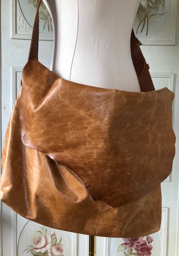 STASH TX $350 CROSSBODY MESSENGER TAN BROWN LEATHER PURSE HOBO BAG EUC CLEAN XL - Picture 2 of 12