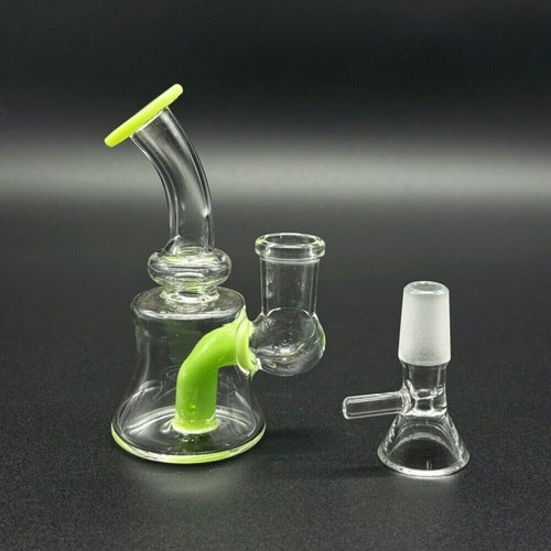 MINI 4" Unique Creamy Glass Bong Water Pipe Smoking Filter Hookah Bubbler W/Bowl - Foto 11 di 16
