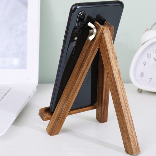 1pc Wooden Desktop Phone Stand Tabletop Phone Holding Stand Display Tripod - 第 6/12 張圖片