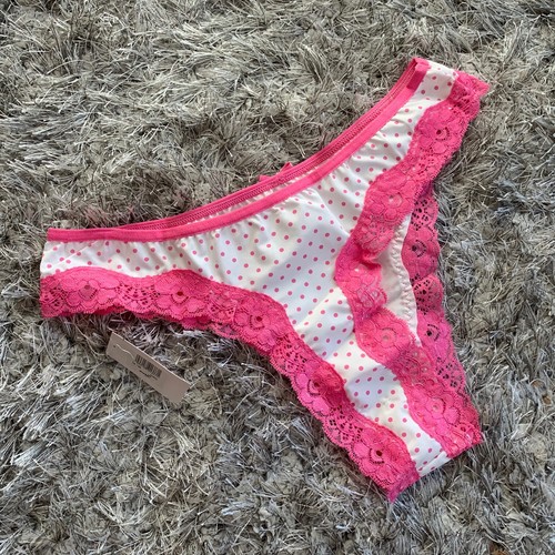 Ladies Marlon Lingerie Sexy Spotted Thong Back Briefs UK 10-12 Women's Lace Trim - Picture 9 of 9