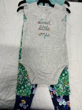 Carters GIRLS 4 piece SWEET LITTLE ONE pajamas Set Grey/green/blue 18 NWT
