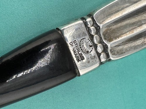 Acorn by Georg Jensen Sterling Silver Black Composite Spoon 7" Some Flaws - Picture 4 of 6