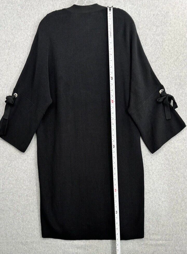 Cardigan Tommy Bahama Maglione Donna Extra Large Nero Lungo Aperto Frontale Manica Cravatta - Foto 7 di 11