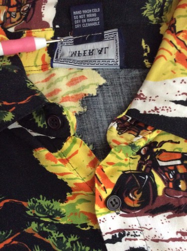Camisa Hawaiana De Colección 1980 Imperial Para Hombres M15-151/2 Corea Rayón Scooter/Motocicleta Usada en Excelente Condición - Imagen 8 de 8