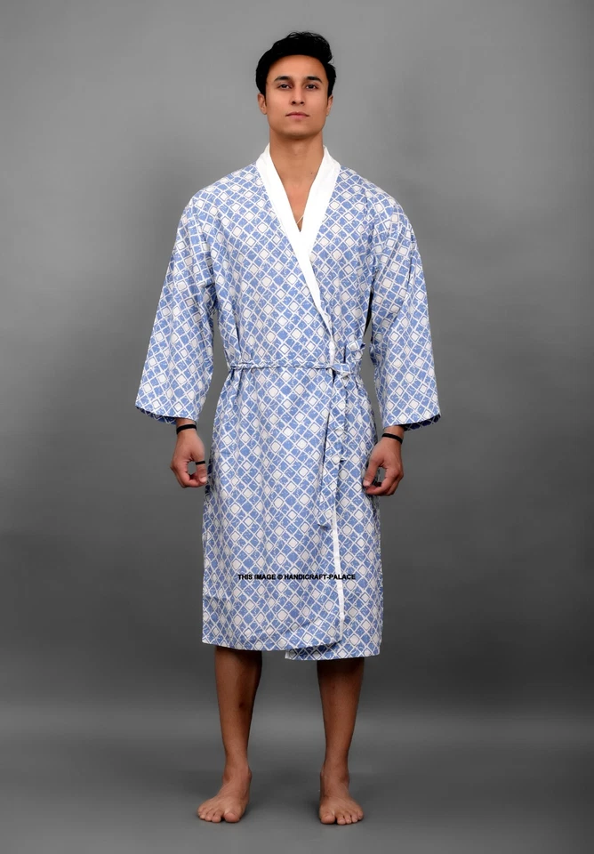 5PC Lote Hombre Bata Albornoz Algodón Suave Estampado Pijama Kimono - Imagen 4 de 4