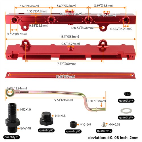 High Volume Fuel Rail Kit for Honda 02-06 Acura RSX Civic K20 K20A2 K20Z1 Red - Picture 8 of 9