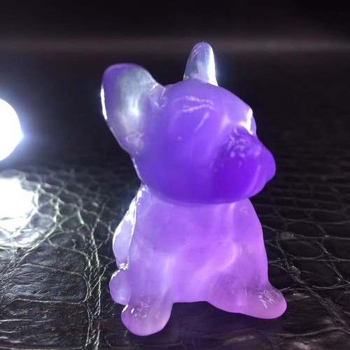 Natural Rainbow Fluorite Quartz Crystal Carved French Bulldog Healing Decora 44g - Picture 2 of 12