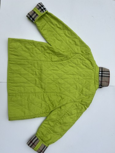 Burberry Girls Quilted Jacket Lemon Lime Green Nova Check Lining Sz 10Y - Picture 14 of 14