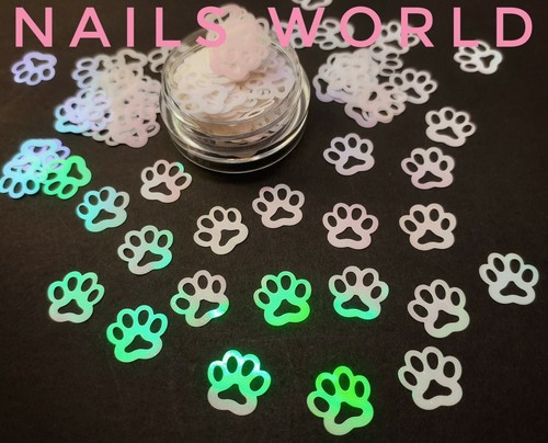 Paw Print Puppy Iridescent 24 Colours Nail Art Glitter Holographic Manicure UK - Picture 11 of 84