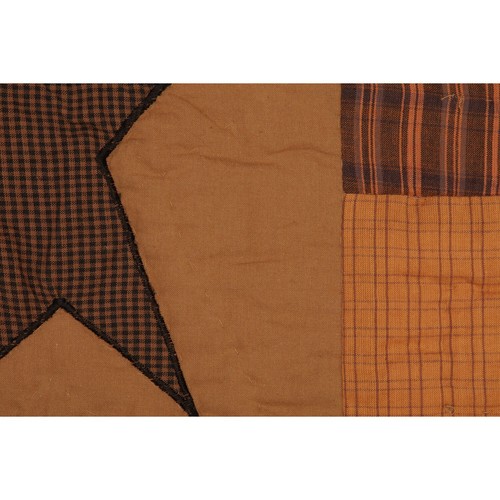 Stratton Quilted Throw 60x50 Country Primitive Star Patchwork Plaid Khaki VHC - Picture 5 of 5