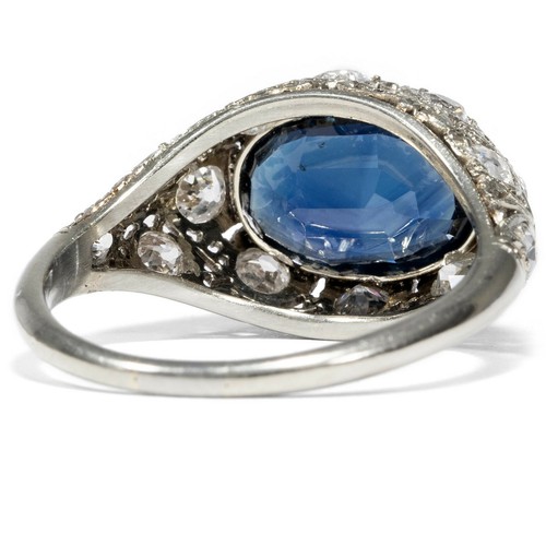 Anillo para mujer retro de terciopelo azul oscuro ovalado 3,40 quilates zafiro con blanco brillante CZ - Imagen 5 de 8