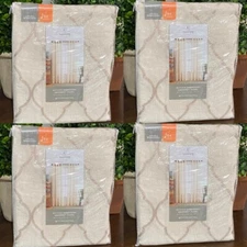 Lot of 4 - JCP Home Bayview Embroidery Grommet Panel 50X84 Ivory Linen NWT