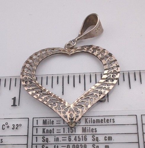 Filigraner Herz Anhänger gepunzt ARR 925 Türkei Sterlingsilber 1,32g - Bild 8 von 10