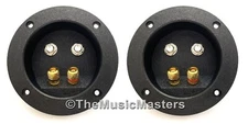2X Gold Banana Speaker Screw Terminal Cups Dual 1/4" Jacks Home Pro Studio Boxes