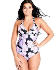 Wolf & Whistle Floral Print Swimsuit Plus Size UK 14 - 24 One Piece Flowers
