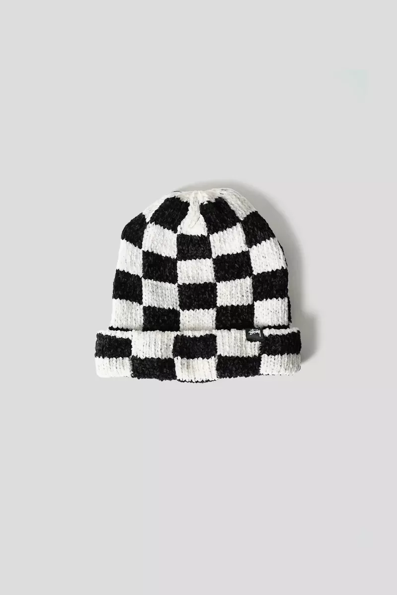 Stussy Crochet Checker Beanie  Black/white   eBay