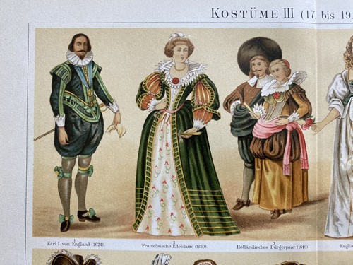 Konvolut antike Grafik Varia: historsische Kostüme - Chromolithografien um 1900 - Bild 3 von 23