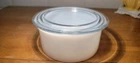 VINTAGE HAZEL ATLAS ROUND MILK GLASS DISH WITH CLEAR GLASS FLAT LID