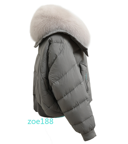 Winter Women's 90% White Goose Down Jacket Ladies Short Real Fur Collar Parka - Picture 7 of 15