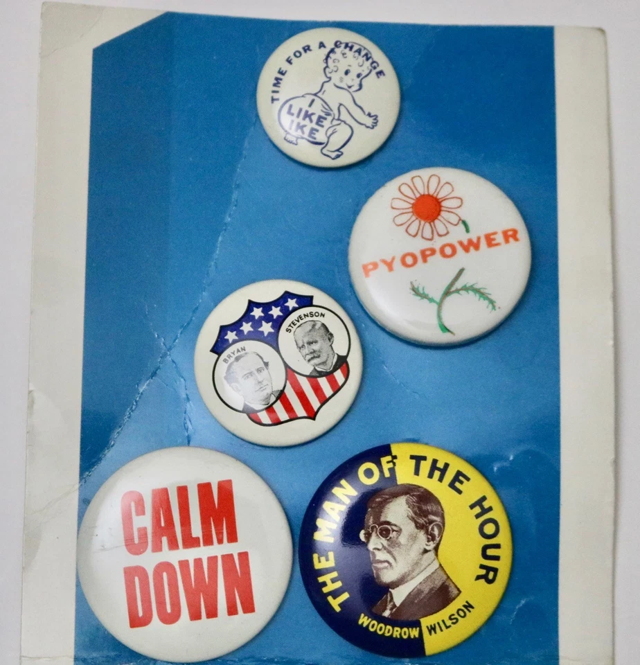 Abbott Labs PLACIDYL NEMBUTAL 1968 political inspired repro pin set - Image 4 of 4