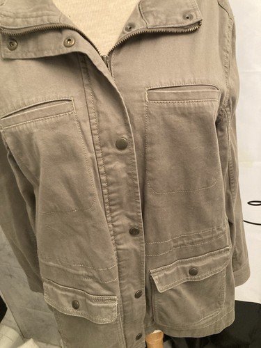 LL Bean Jacket Flannel Lined Women L Regular Army Green Basic Work Chore Winter - Picture 5 of 14