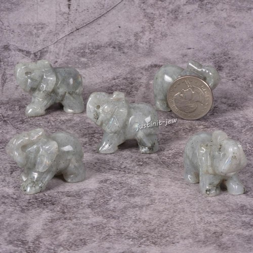 40mm Carved Gemstone Elephant Healing Guardian Statue Figurine Crafts 1.6" - Picture 45 of 67