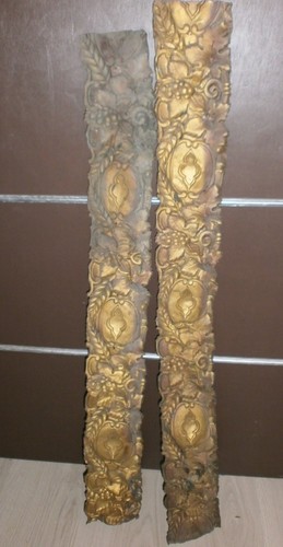LOT DE DEUX BANDEAUX DECORATIF CUIVRE REPOUSSE/XIXème/LONG.101 et 96 cm/LARG.12 - Photo 4/5