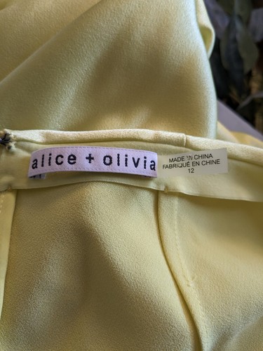 Alice + Olivia Stacey Bendet Neon Yellow Long Party Skirt Sz 12 Large L $265 - Picture 12 of 12