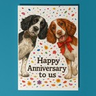 Spaniel Dogs - Happy Anniversary Card Personalised Card and Envelope - Couples