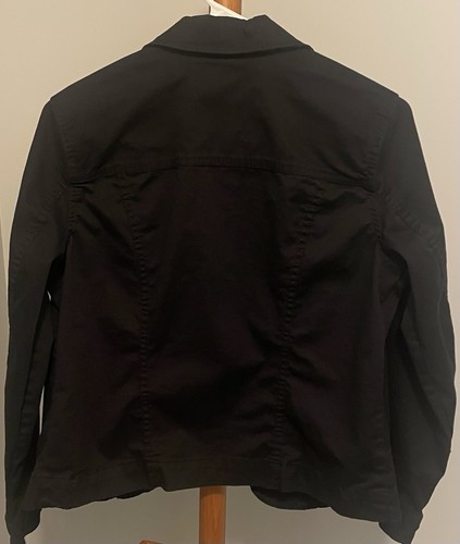 Women’s Croft&Barrow Petite M Black Cotton Jacket Button Up Casual - Picture 3 of 10