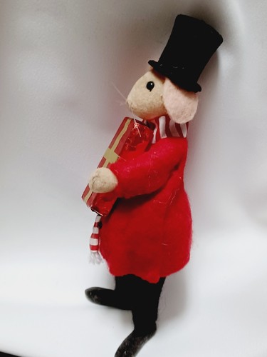 RARE Vintage British Felt Artisan Toy MOUSE Christmas Present Anthropomorphic - Bild 4 von 6