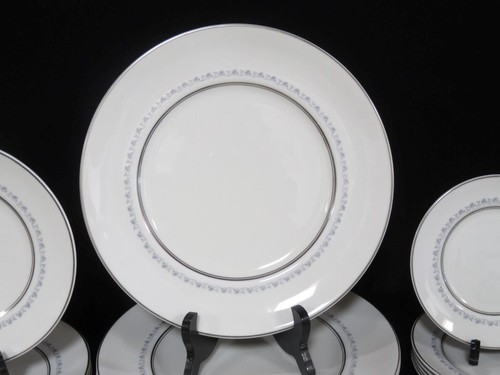 Royal Doulton TIARA Platinum on White Dinner, Salad, Bread Plates, Cups & Saucer - Picture 2 of 12