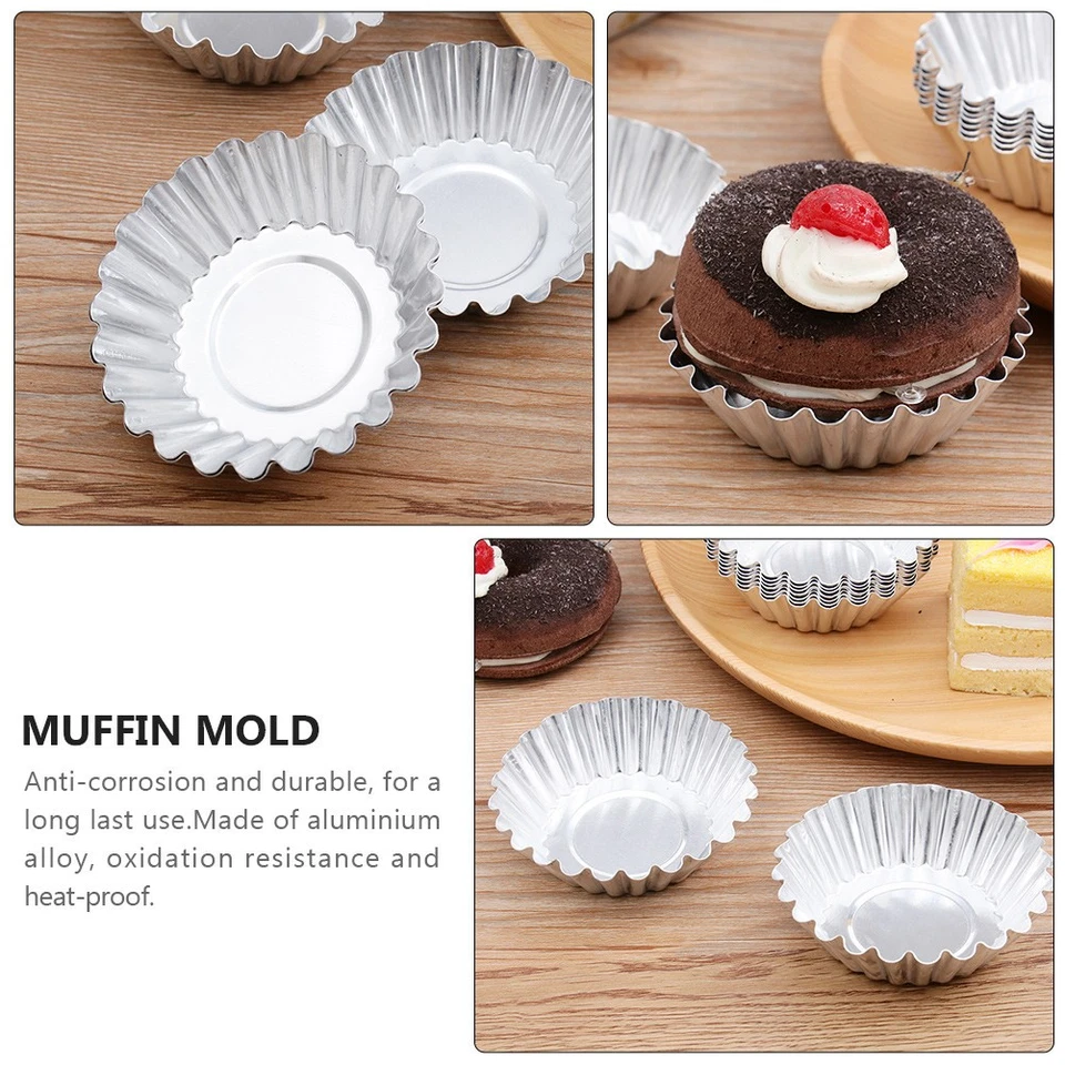 100 pezzi in lega in alluminio crostata spessa cupcake muffin tazza di muffin - Immagine 3 di 4
