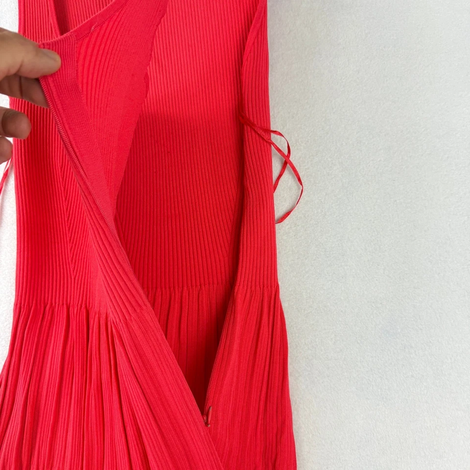 Maxi Vestido MICHAEL Michael Kors Para Mujer Talla M Rojo Acanalado Tejido Sin Mangas Foto 4 de 4