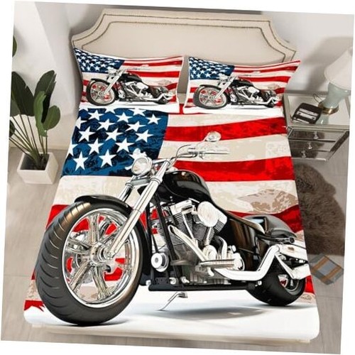  Cool Motorcycle Fitted Sheet Full Size,American FULL (W54*L75*H16") Motorcross