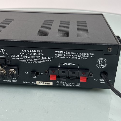 RadioShack Optimus 31-1979 STA-20 Phono AM/FM Stereo Receiver Tested Works - Picture 8 of 10