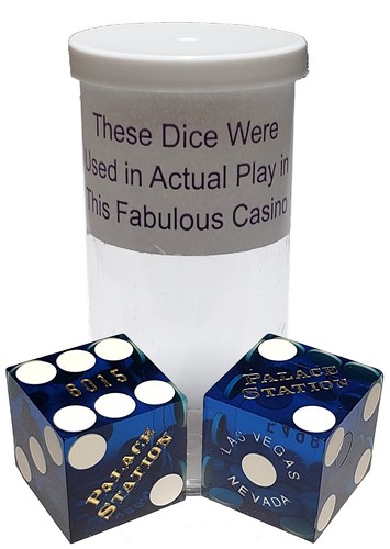 Palace Station Vegas Casino Dice Pair Blue Polished + Premium Felt Craps Layout - Picture 3 of 5