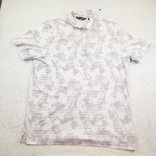 TravisMathew Polo Shirt Mens 2XL White Gray Palm Print Pima Cotton Stretch Golf
