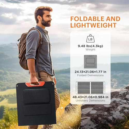 Portable Solar Panel, 100 watt 20V Monocrystalline Foldable Solar Charger 100W - Picture 3 of 7
