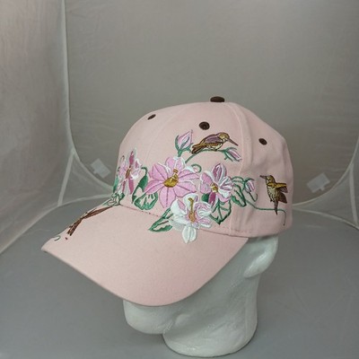 Ace USA Pink Bird Floral Embroidered Print Hat OSFA 